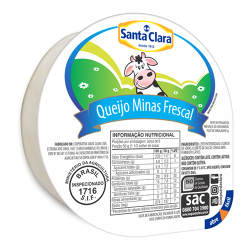 Queijo Minas Frescal Santa Clara Aprox. 1 kg - 38777