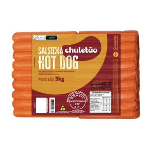 Salsicha Hot Dog Chuletão S/Corante 14 Cm 3 kg - 39395