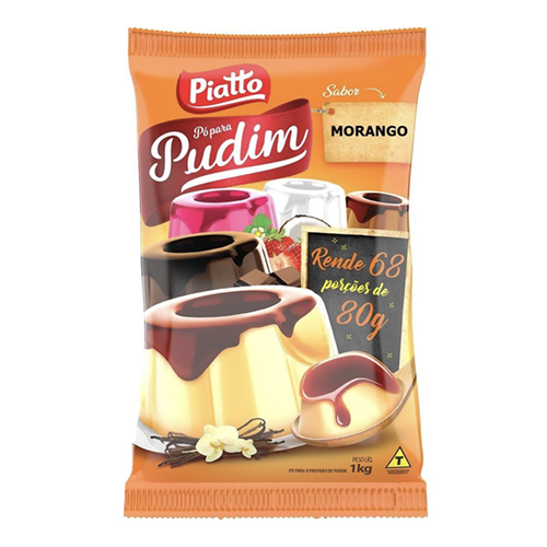 Pudim em Pó com Leite Sachê Piatto Morango 1 kg - 39667