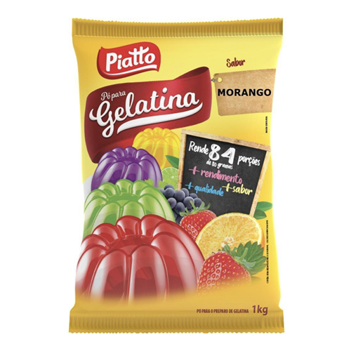 Gelatina em Pó Sachê Piatto Morango 1 kg - 39680