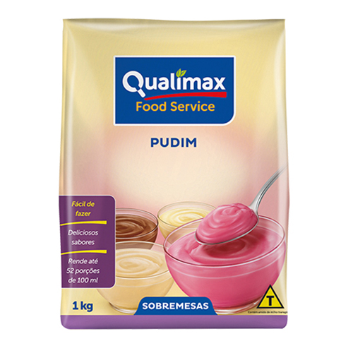 Pudim em Pó Sem Leite Sachê Qualimax Morango 1 kg - 39791