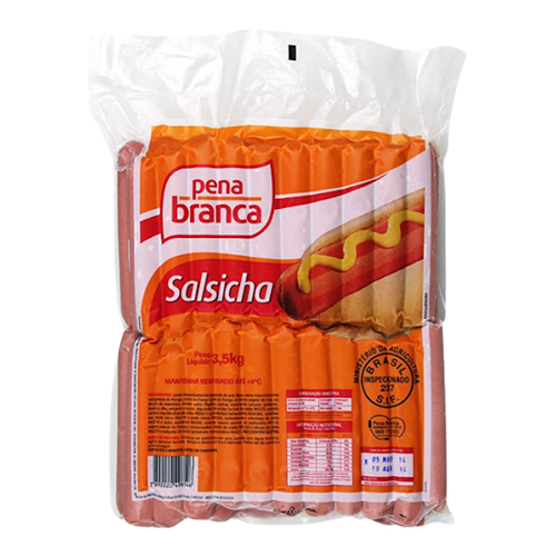 Salsicha 14 cm Pena Branca Pct 3,5 kg - 38679