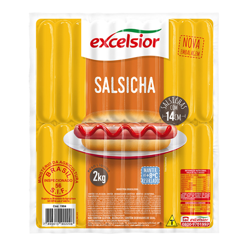 Salsicha 14 cm Hot Dog Excelsior Pct 2 kg - 38968