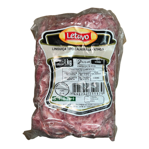 Linguiça Calabresa Fatiada Letavo 1 kg - 39051