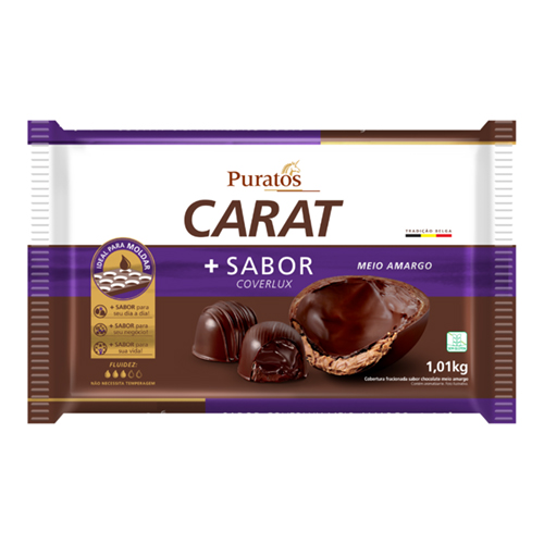 Chocolate Barra Carat Puratos Meio Amargo 1,01 kg - 39405