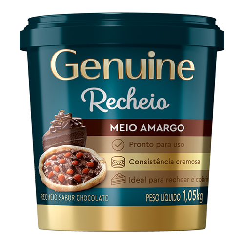 Recheio e Cobertura Balde Genuine Meio Amargo 1,05 kg - 39547